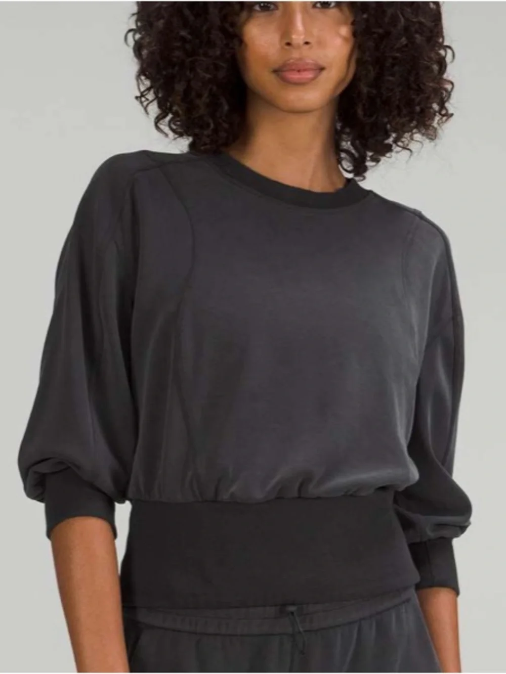 Lululemon softened ribbed hem Black Crewneck Pullover Top